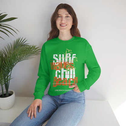 Surf Waves Chill Beach Crewneck Sweatshirt