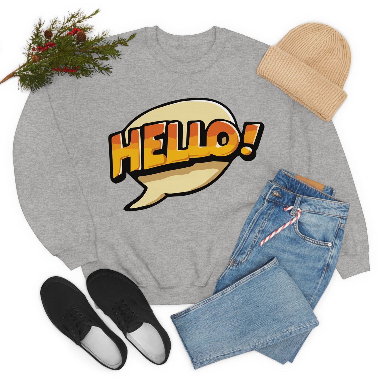 Hello! colorful Crewneck Sweatshirt