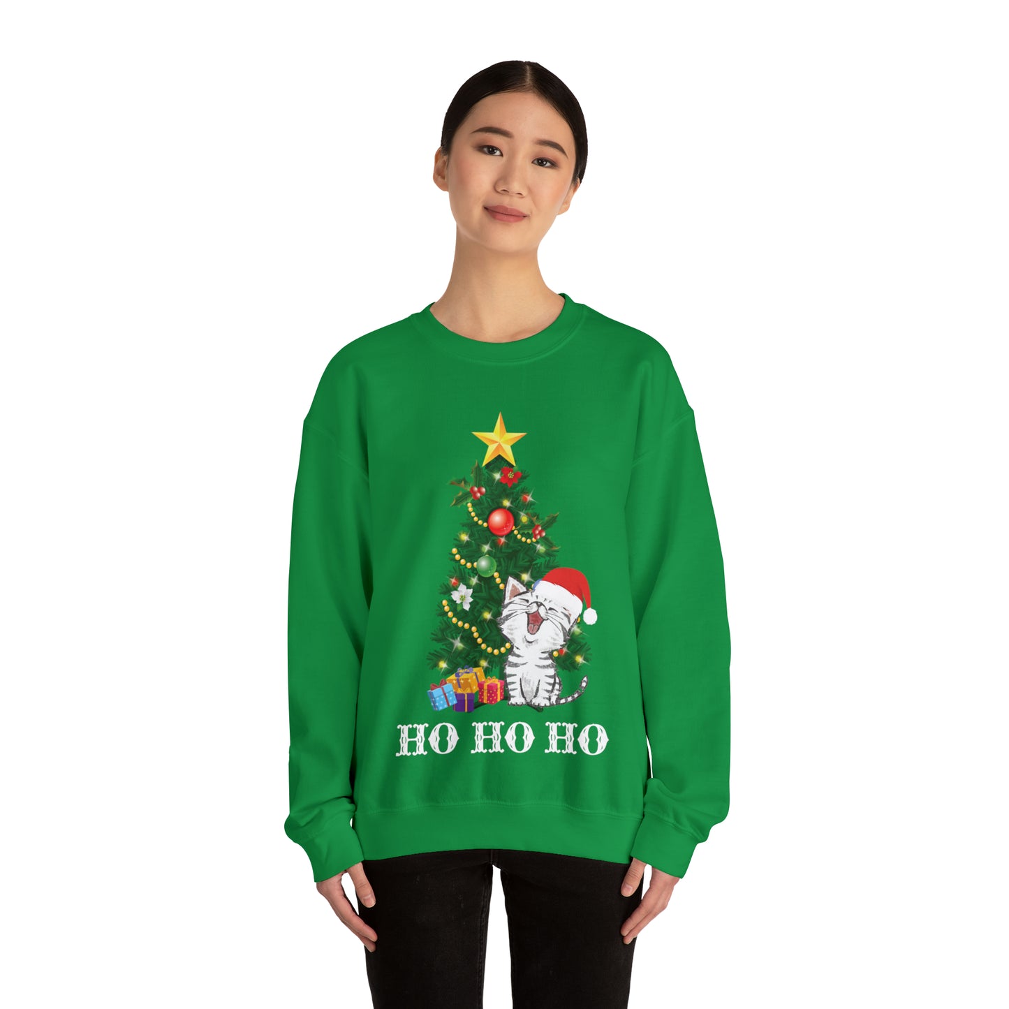 HO HO HO Cat Christmas Crewneck Sweatshirt