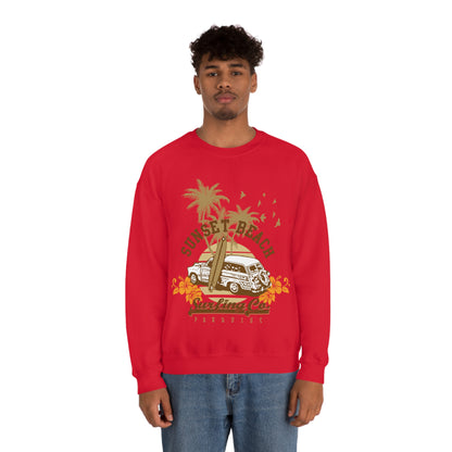 Sunset Beach Surfing Paradise Crewneck Sweatshirt