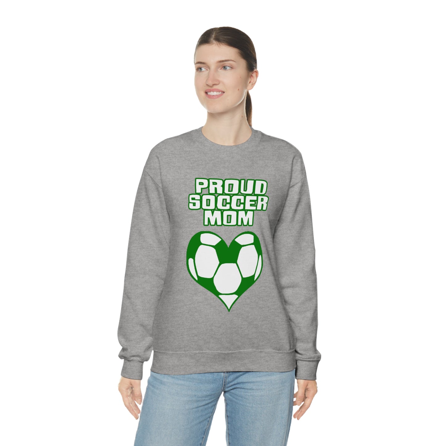 Proud -soccer-mom Heart Crewneck Sweatshirt