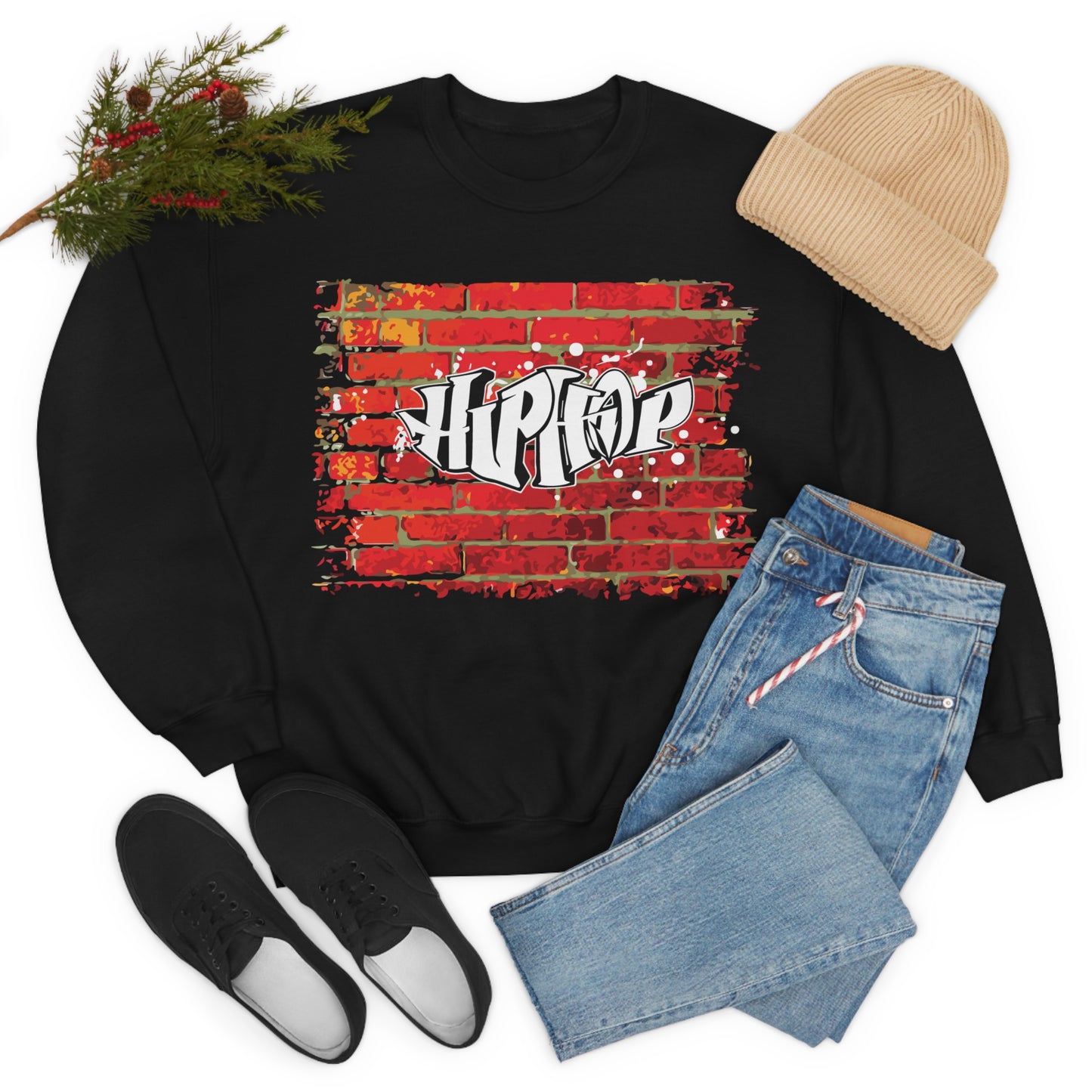 Hip Hop graffiti on the wall Crewneck Sweatshirt