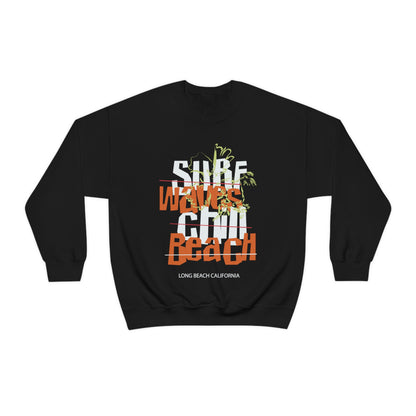 Surf Waves Chill Beach Crewneck Sweatshirt