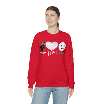 Peace-Love-Happiness Crewneck Sweatshirt