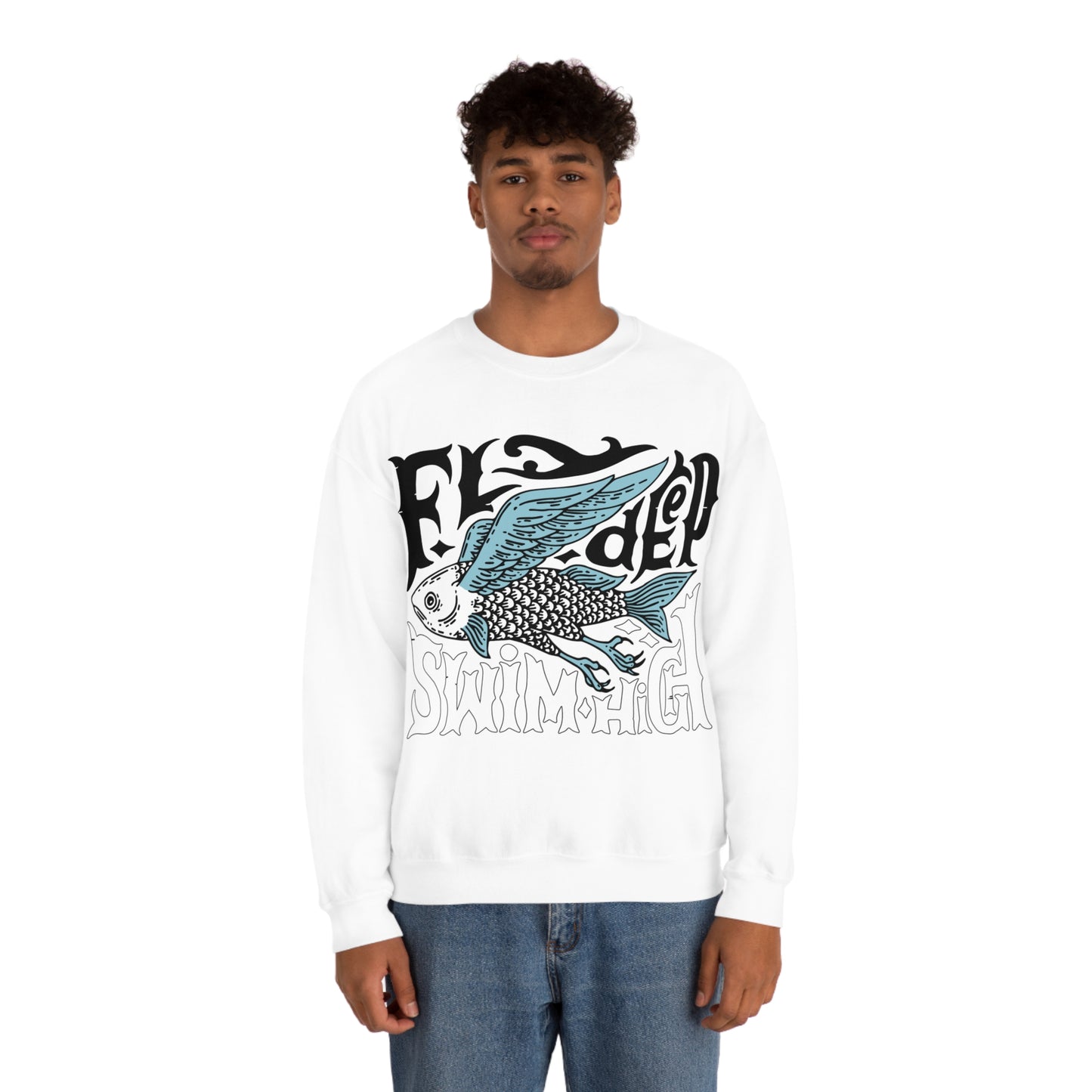 Fly deep swim high Crewneck Sweatshirt