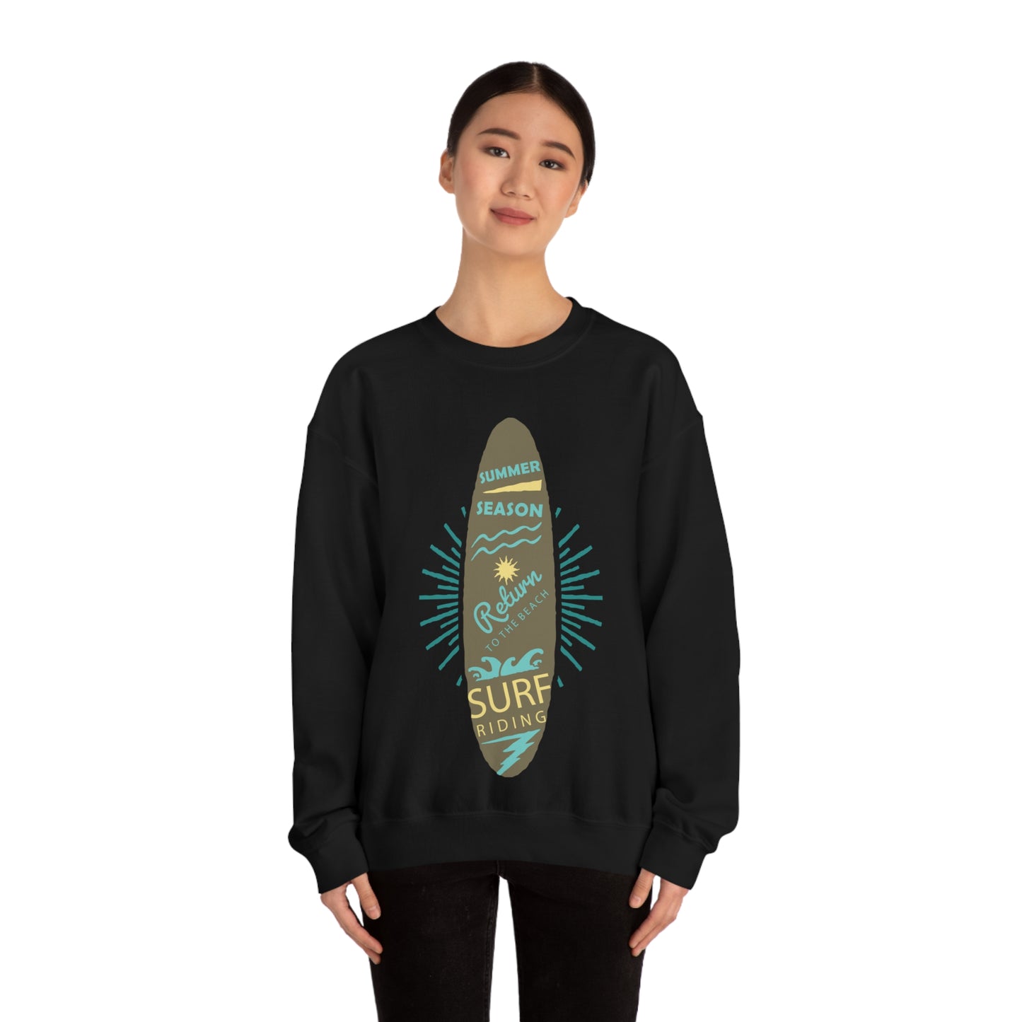 Surf Riding Summer Crewneck Sweatshirt