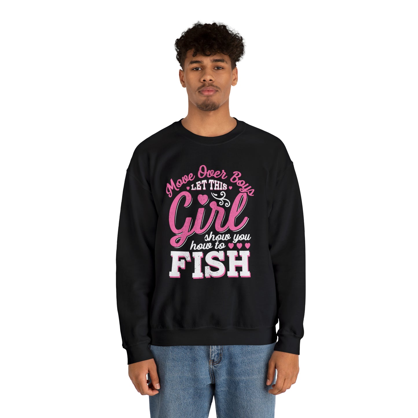 Girl Fishing Crewneck Sweatshirt