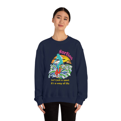 Surfing A Way of Life Crewneck Sweatshirt