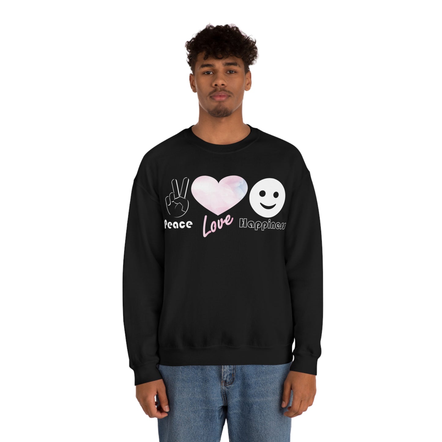 Peace-Love-Happiness Crewneck Sweatshirt