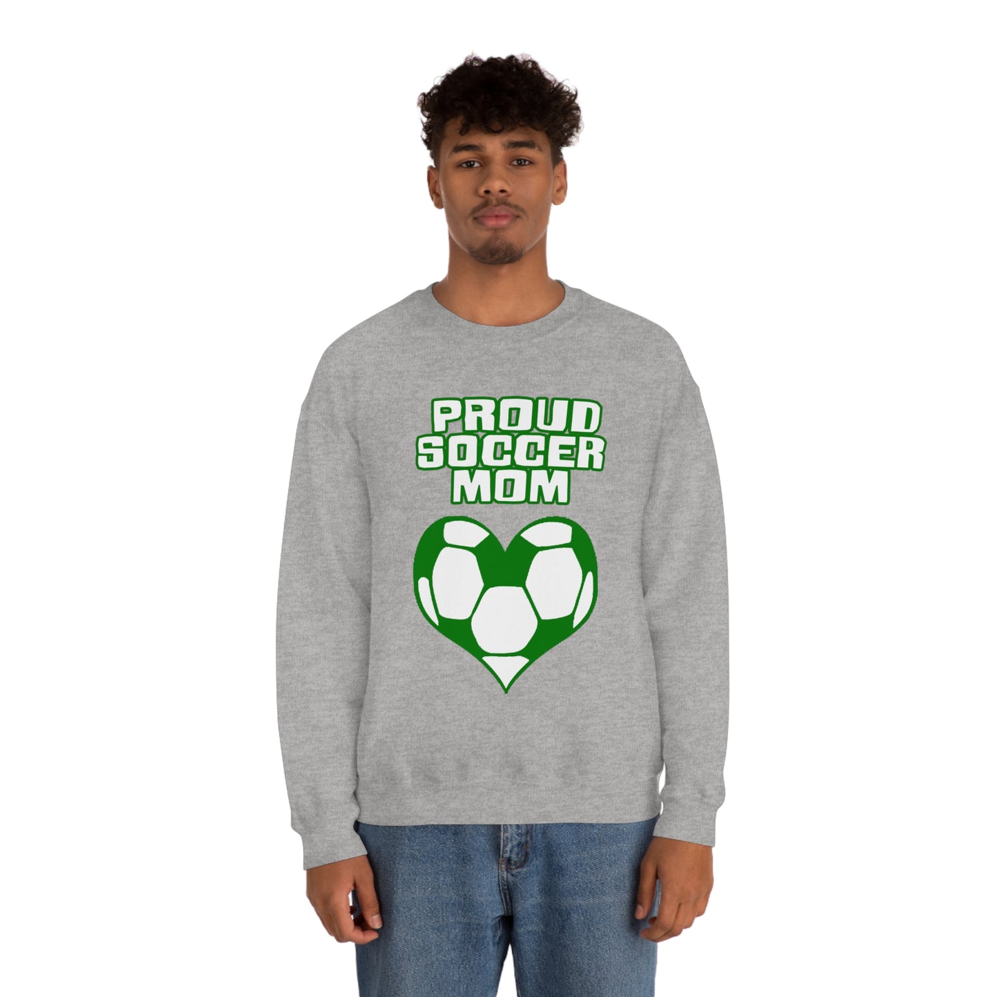 Proud -soccer-mom Heart Crewneck Sweatshirt