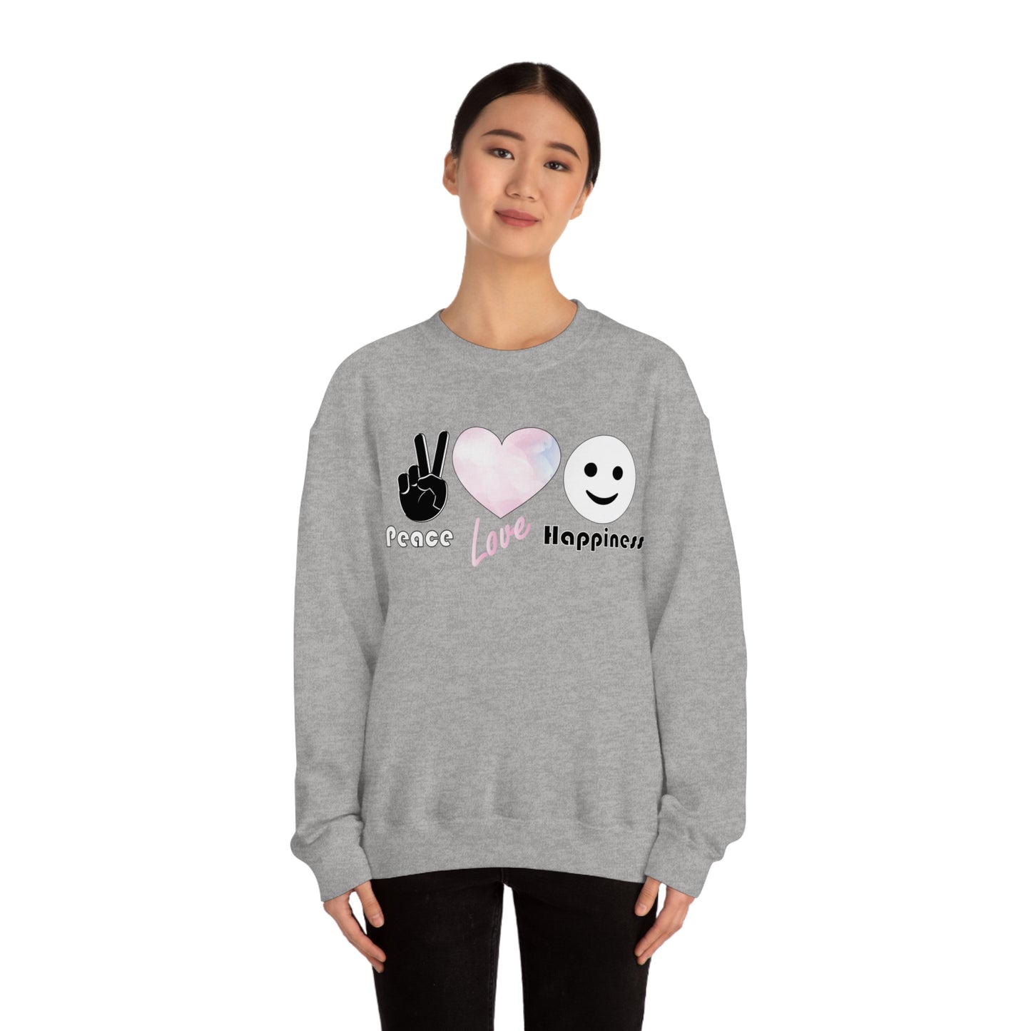 Peace-Love-Happiness Crewneck Sweatshirt