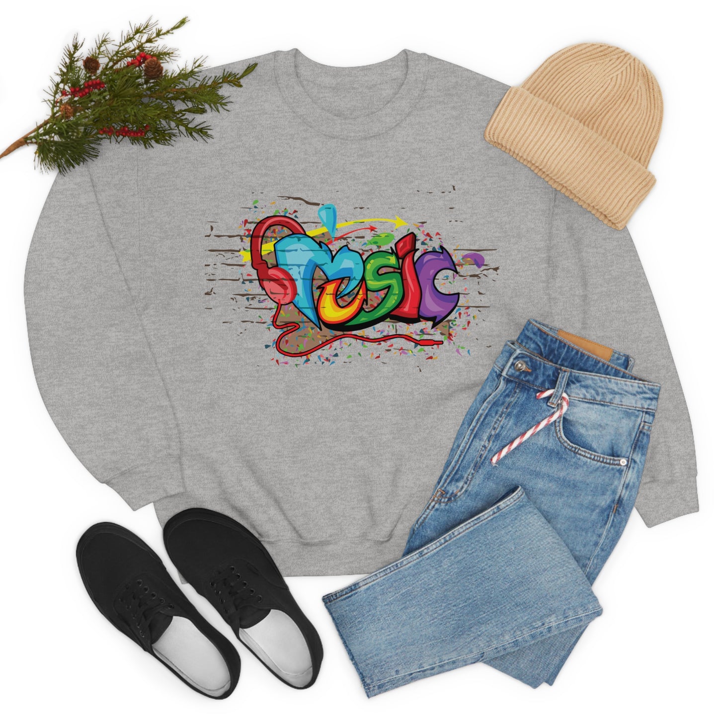 Music colorful graffiti Crewneck Sweatshirt