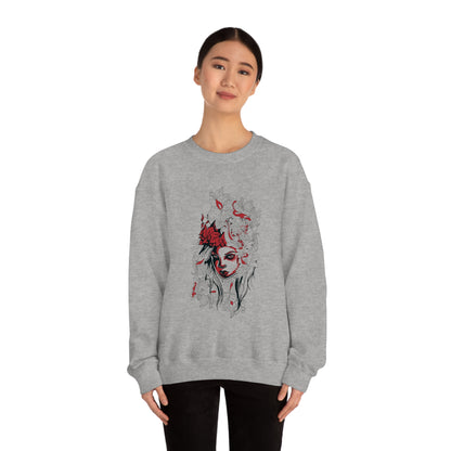 Beauty in Red and Floral Crewneck Sweatshirt