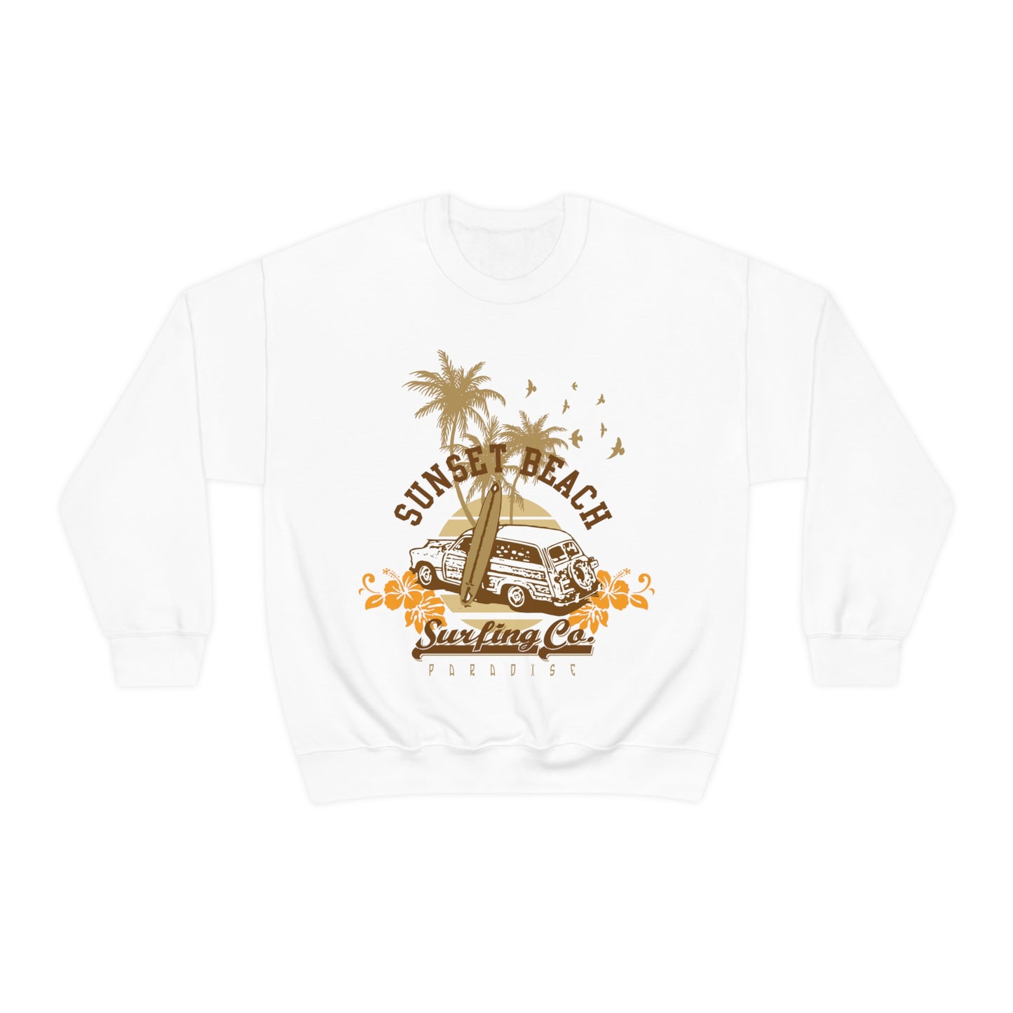 Sunset Beach Surfing Paradise Crewneck Sweatshirt