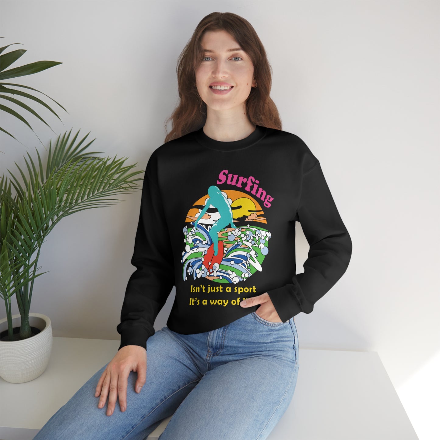 Surfing A Way of Life Crewneck Sweatshirt