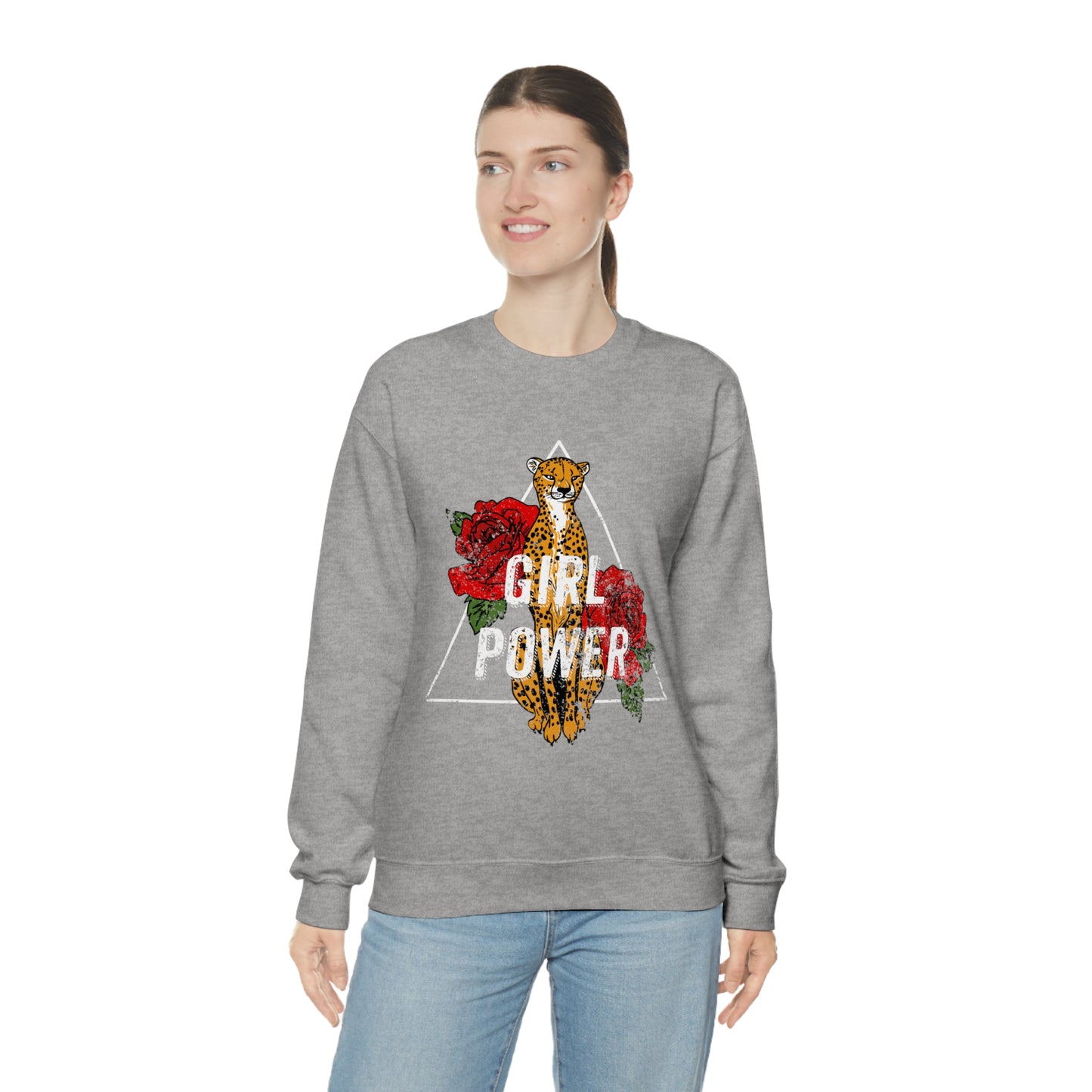 Girl Power Cheetah Edition Crewneck Sweatshirt