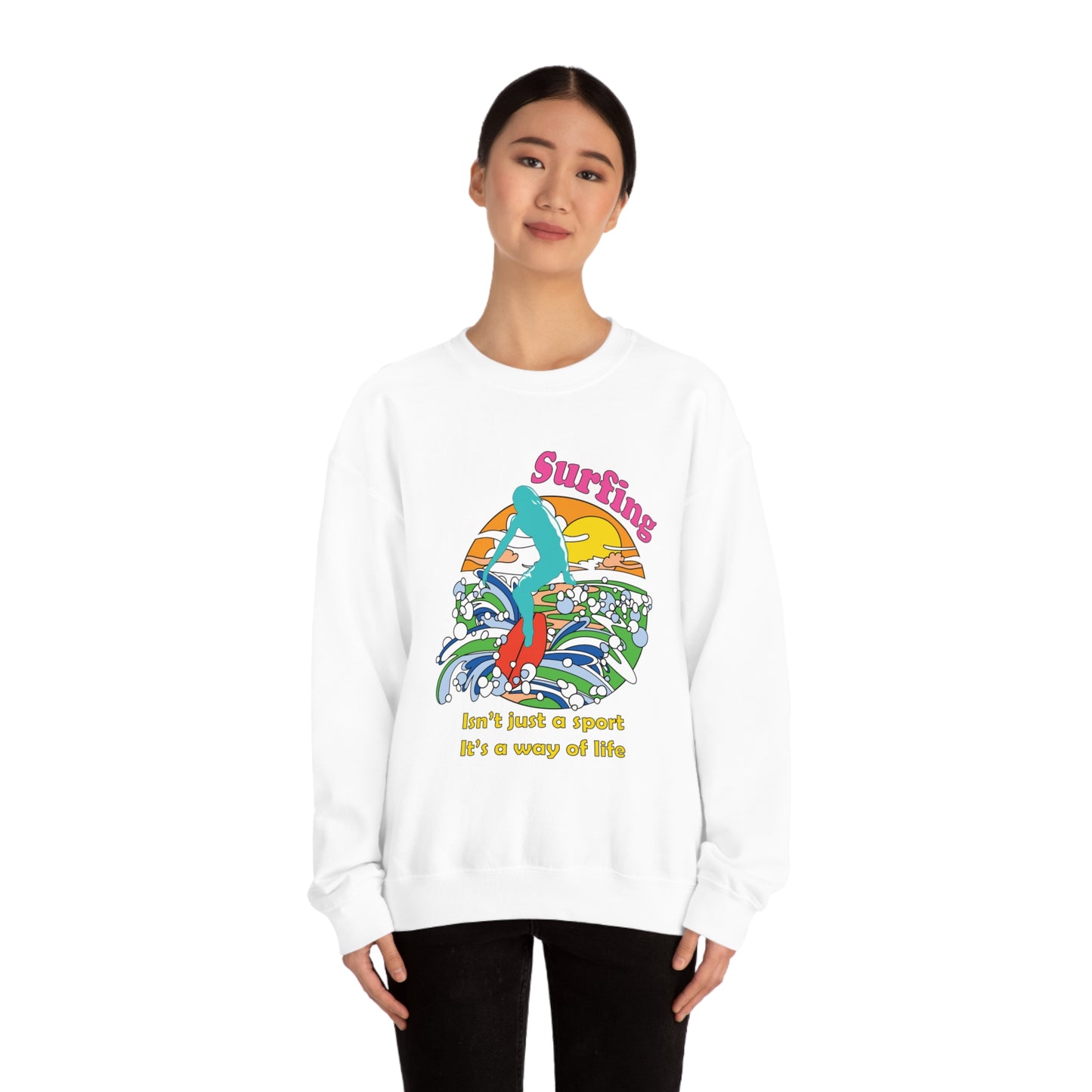 Surfing A Way of Life Crewneck Sweatshirt