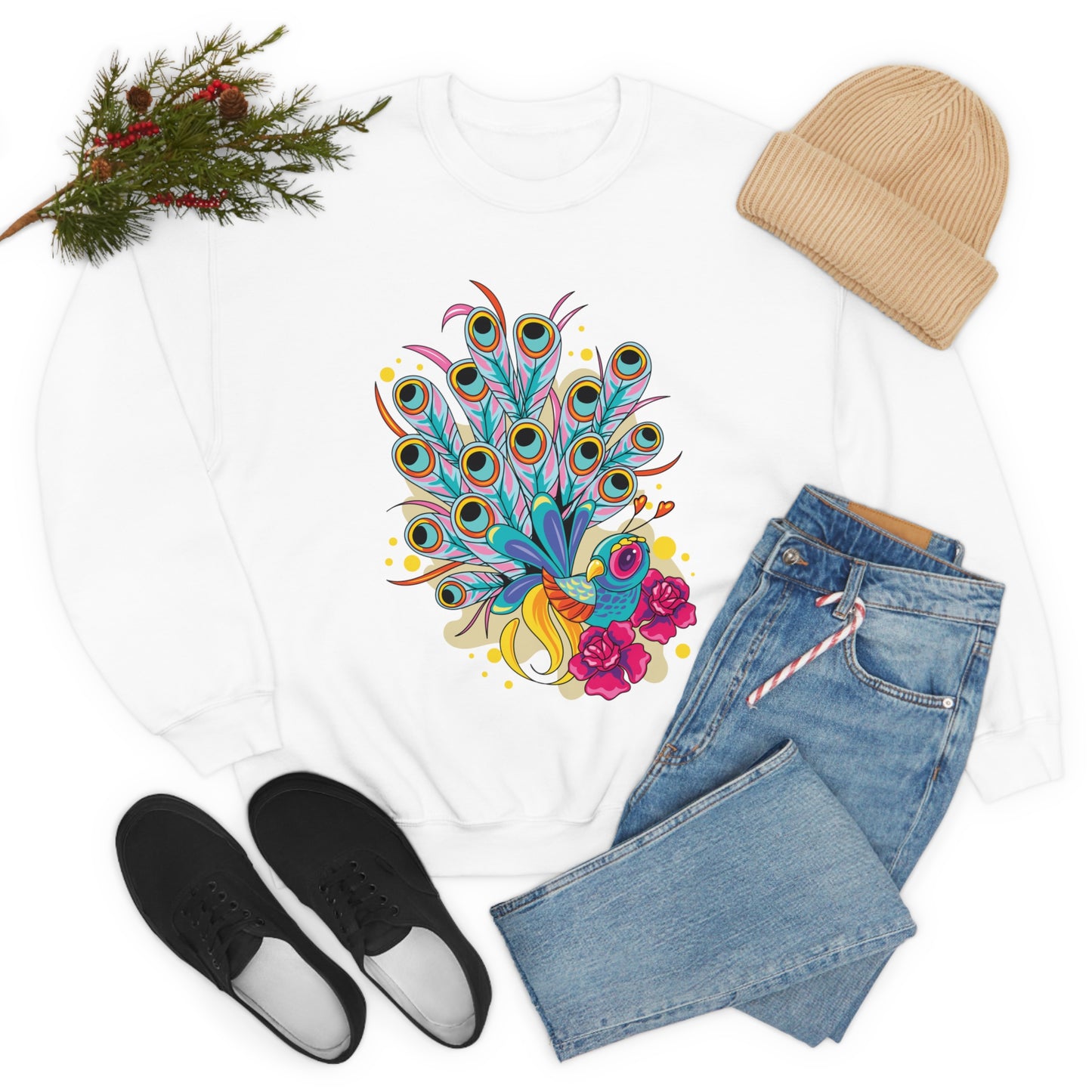 Colorful Peacock Crewneck Sweatshirt