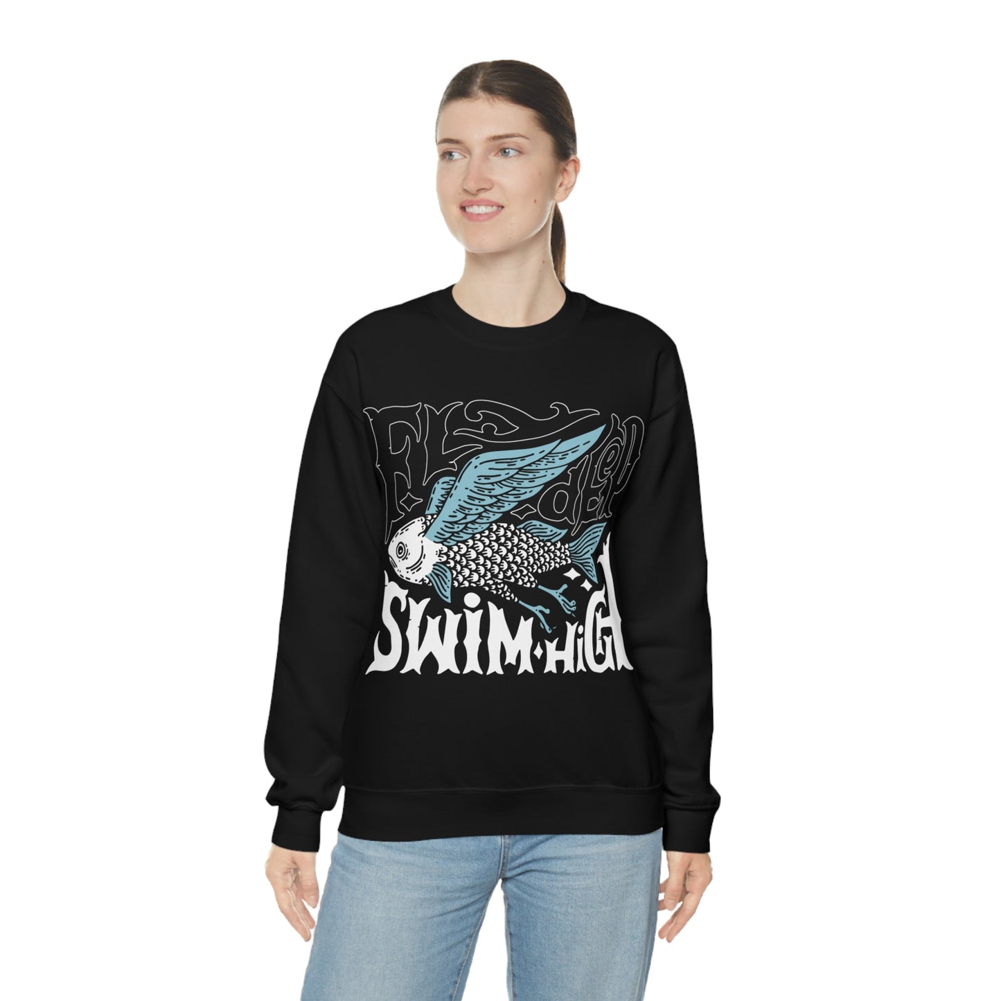 Fly deep swim high Crewneck Sweatshirt