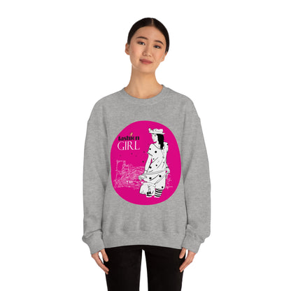 Pink Fashion girl Crewneck Sweatshirt