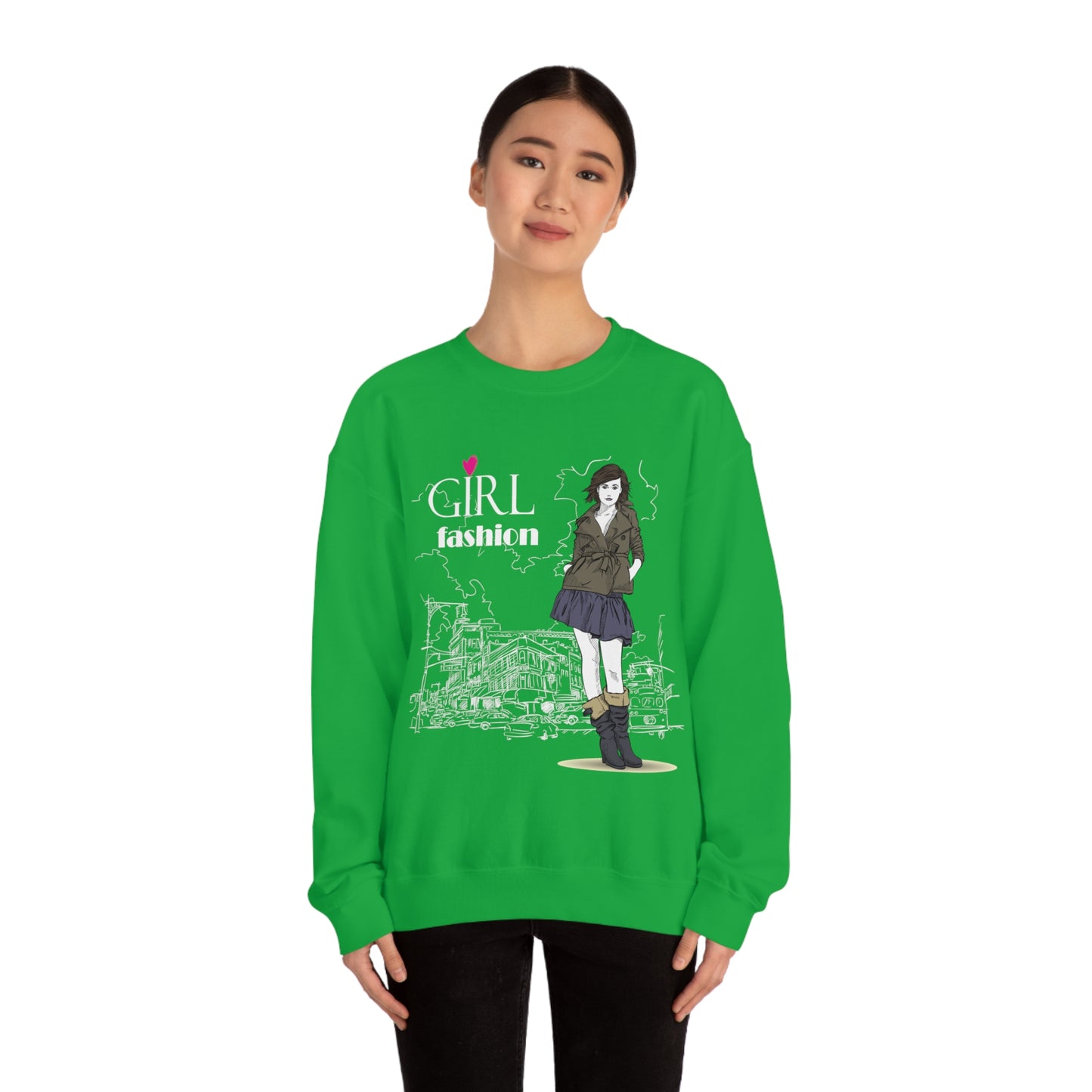 Girl with fashion Crewneck Sweatshirt