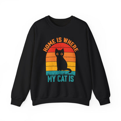 Home is where my cat is vintage Crewneck Sweatshirt