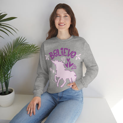 Unicorns_Believe Crewneck Sweatshirt