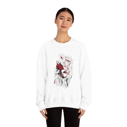 Beauty in Red and Floral Crewneck Sweatshirt