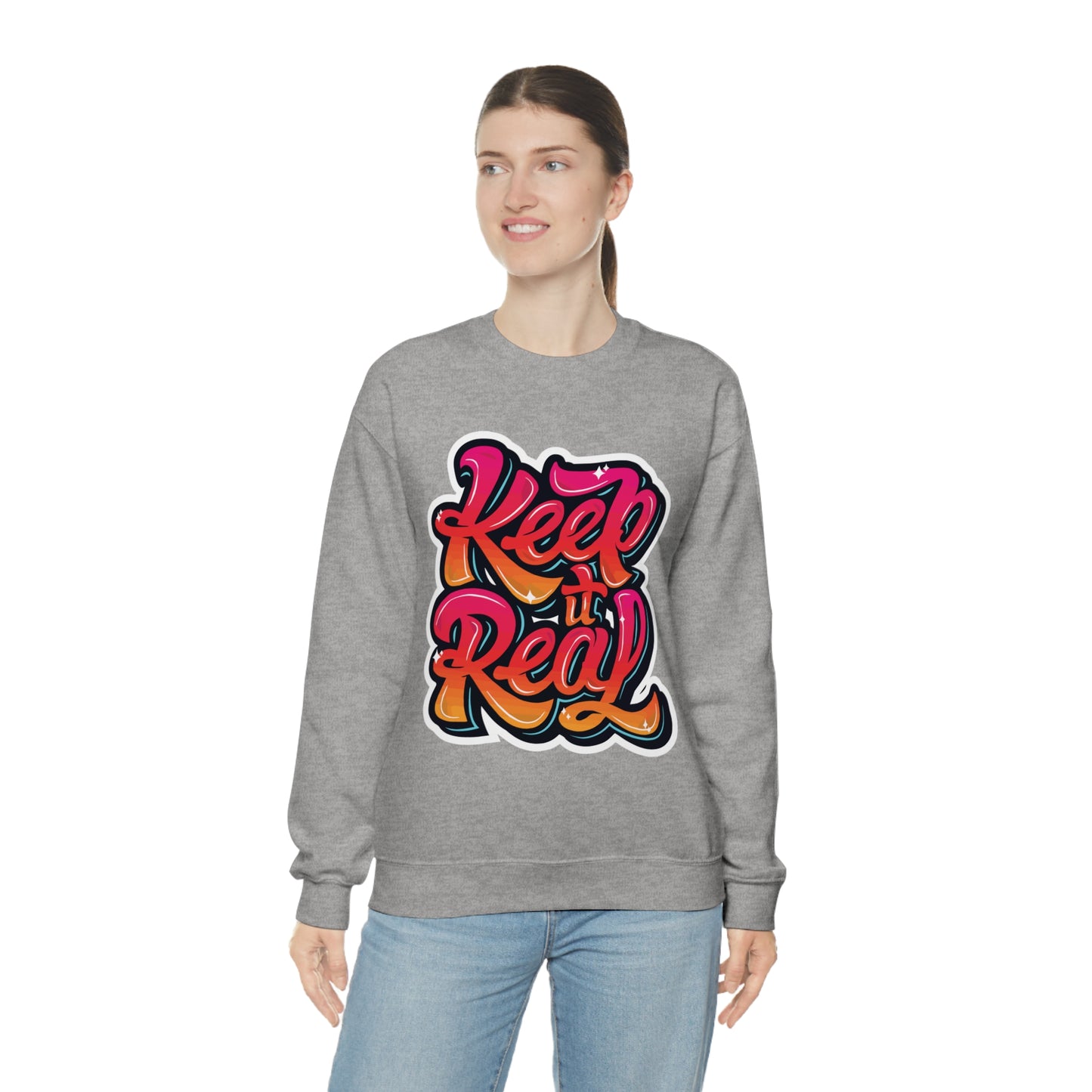 Keep it real colorful graffiti logo Crewneck Sweatshirt