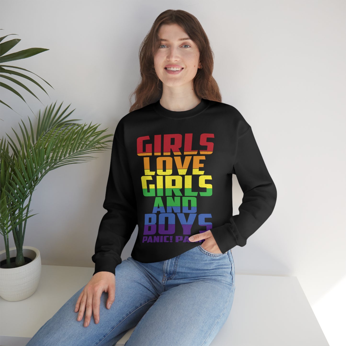 Girls Love Girls and Boys Crewneck Sweatshirt