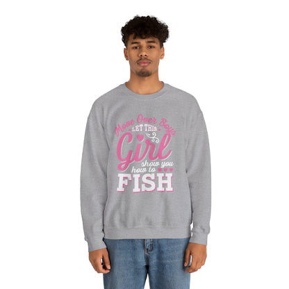 Girl Fishing Crewneck Sweatshirt