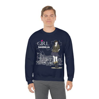 Girl with fashion Crewneck Sweatshirt