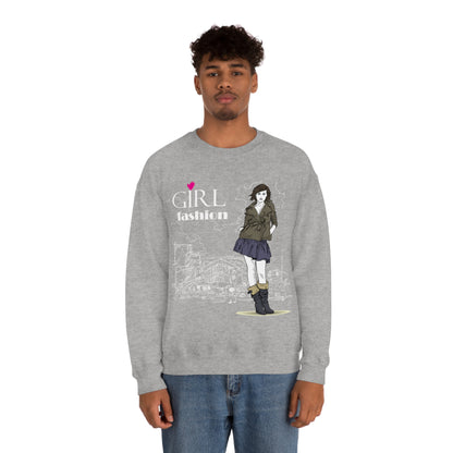 Girl with fashion Crewneck Sweatshirt