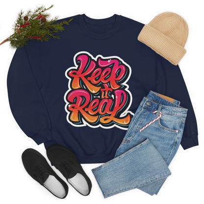 Keep it real colorful graffiti logo Crewneck Sweatshirt