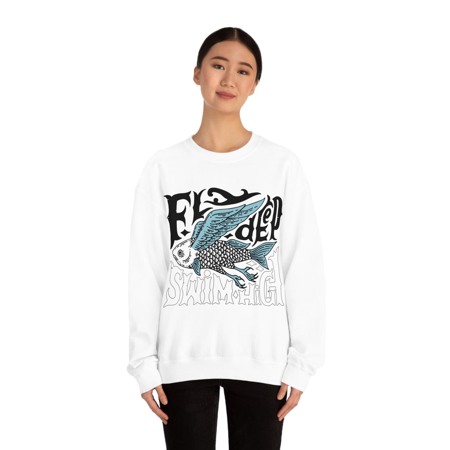 Fly deep swim high Crewneck Sweatshirt