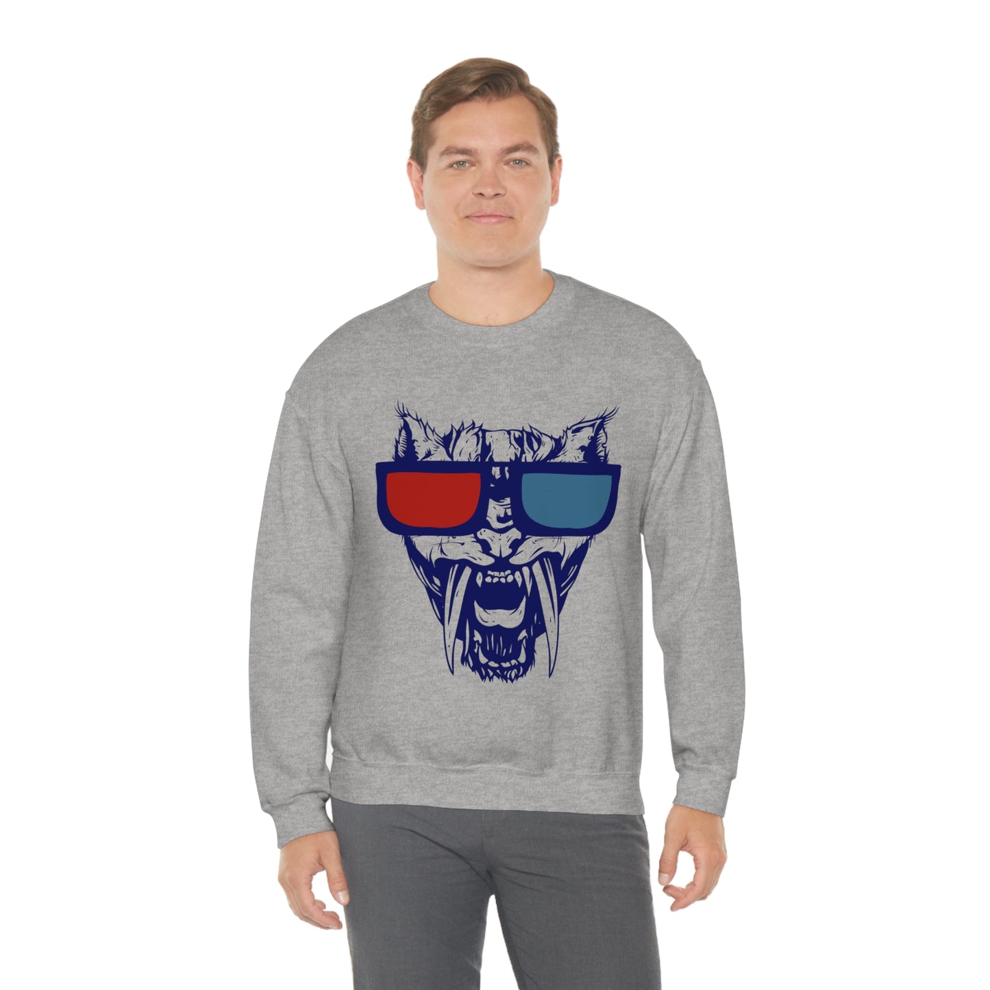 3D Glasses Tiger Crewneck Sweatshirt