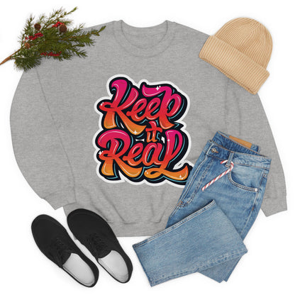 Keep it real colorful graffiti logo Crewneck Sweatshirt