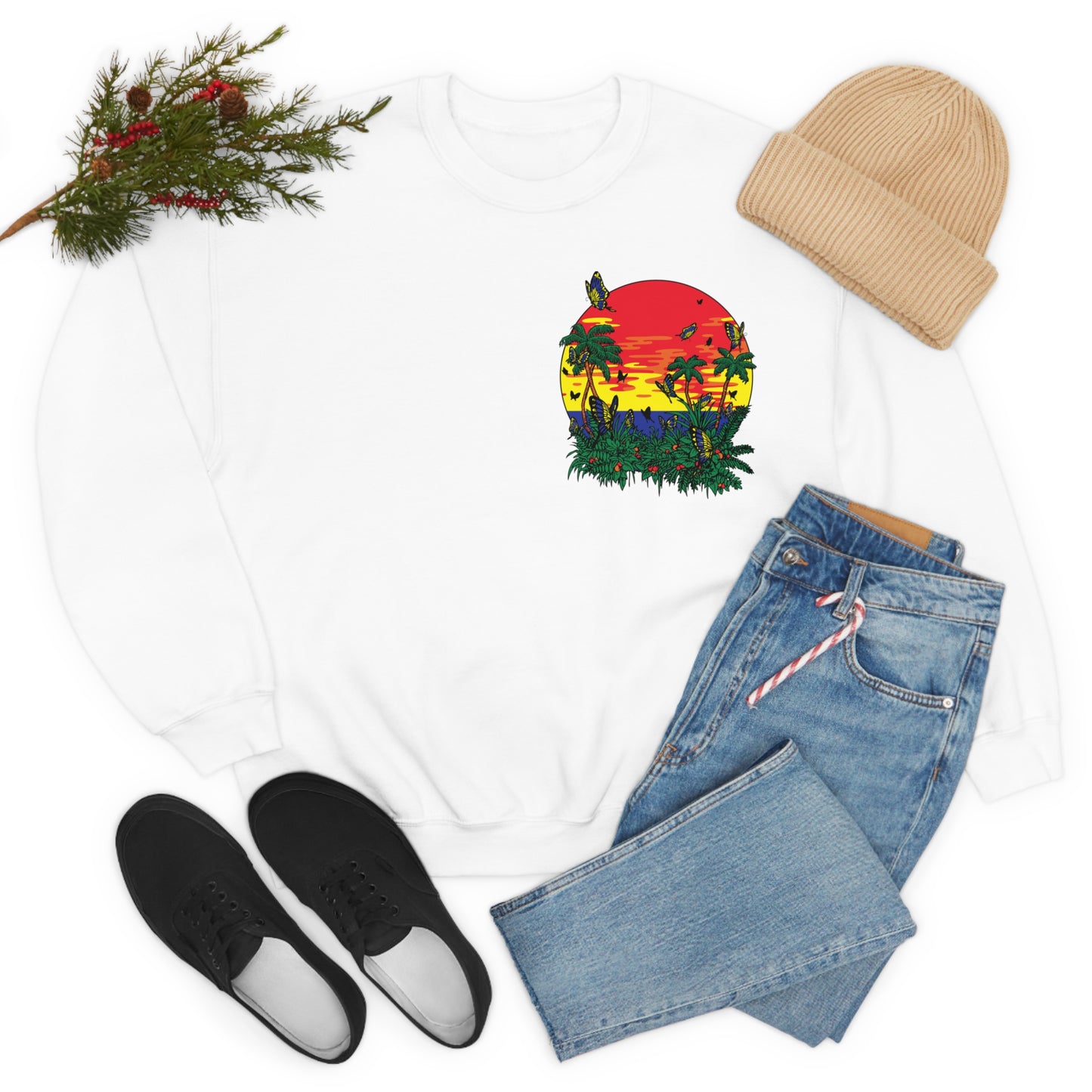 Sunset Butterfly Vibes Crewneck Sweatshirt