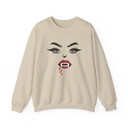 Sexy woman vampire mouth Crewneck Sweatshirt