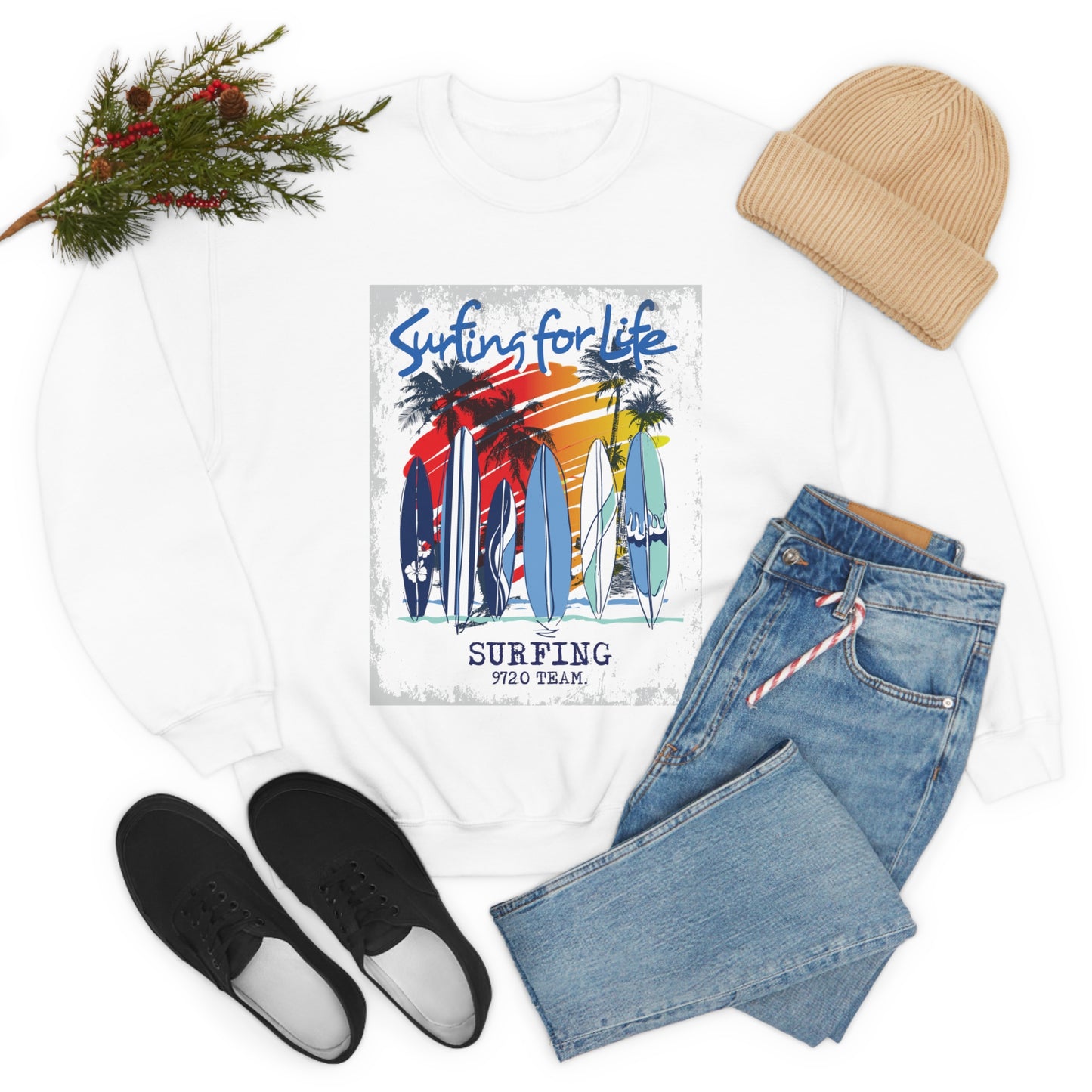 Surfing For Life Crewneck Sweatshirt