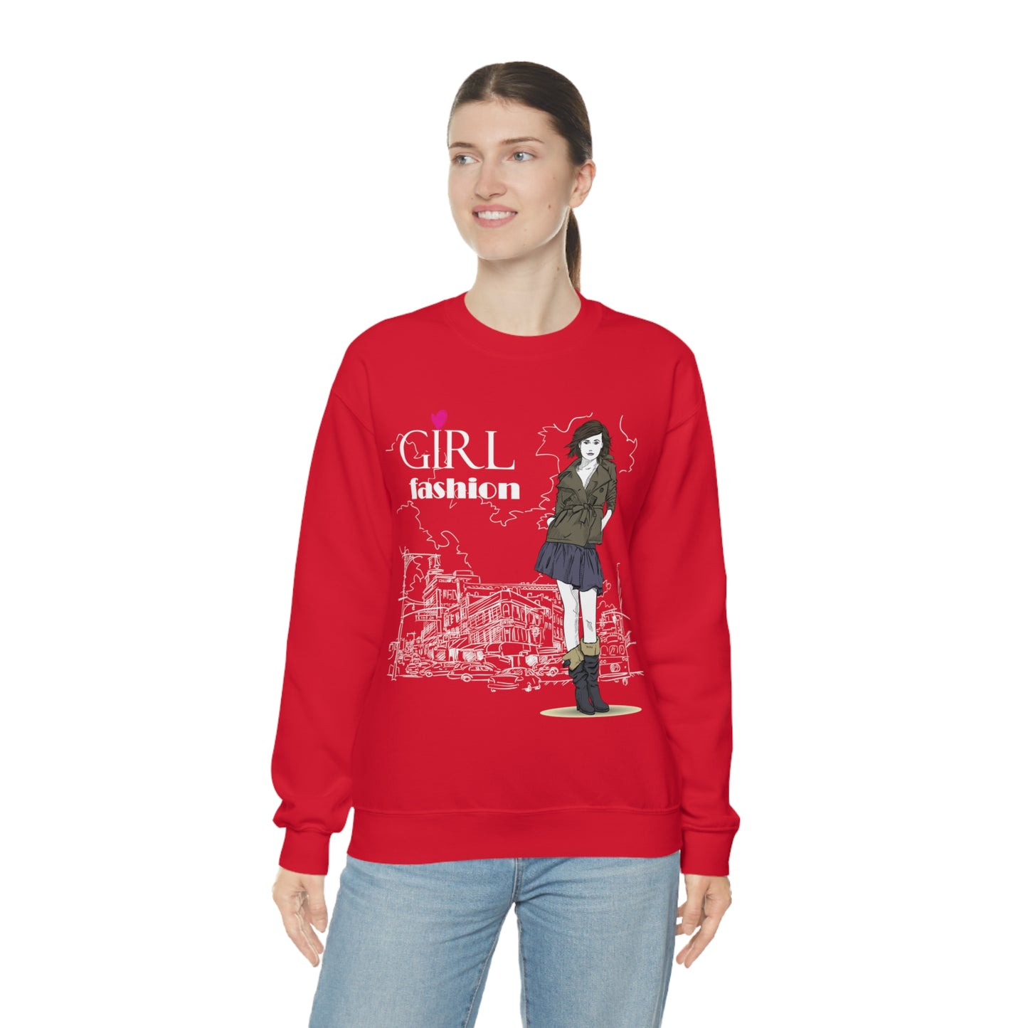 Girl with fashion Crewneck Sweatshirt