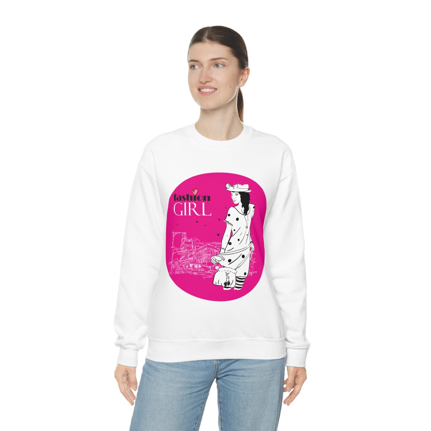 Pink Fashion girl Crewneck Sweatshirt