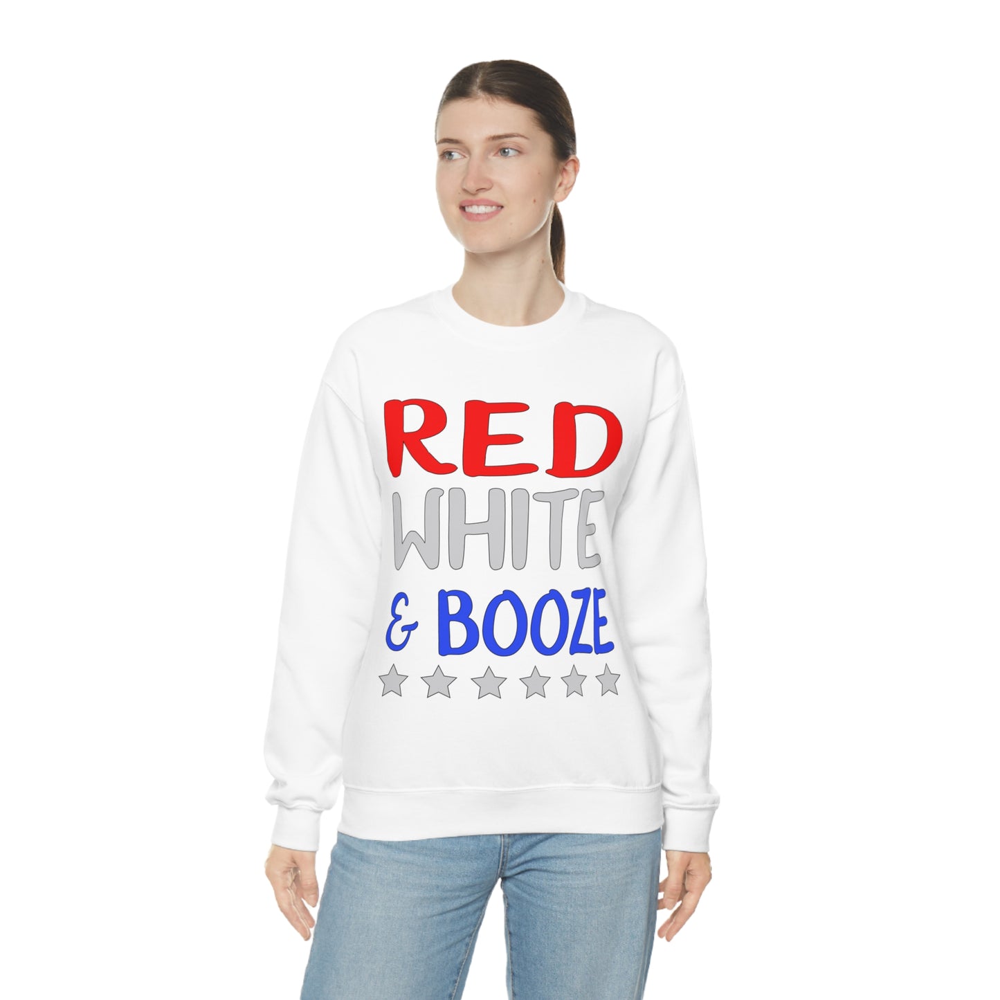 Red  White Booze Crewneck Sweatshirt