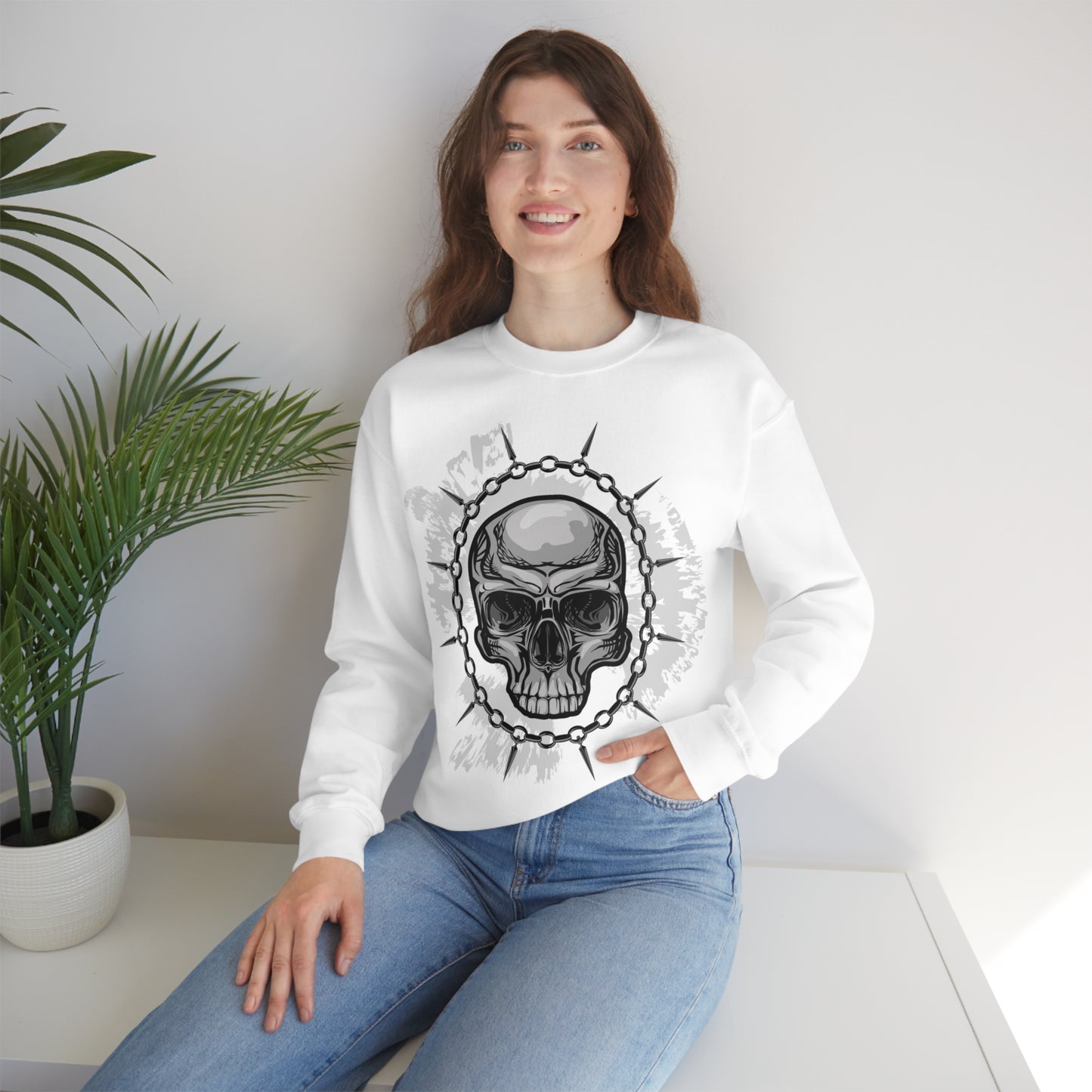 Skull Chain Splatter Crewneck Sweatshirt