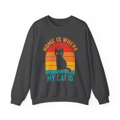 Home is where my cat is vintage Crewneck Sweatshirt