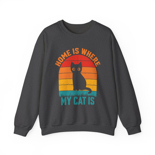 Home is where my cat is vintage Crewneck Sweatshirt