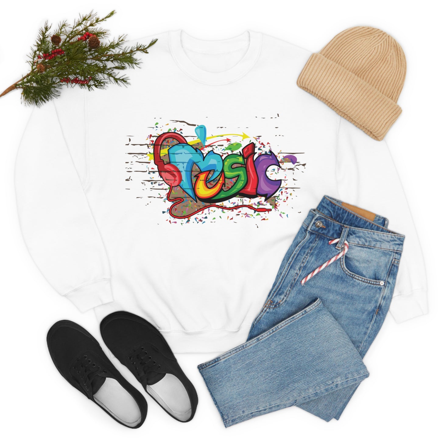 Music colorful graffiti Crewneck Sweatshirt