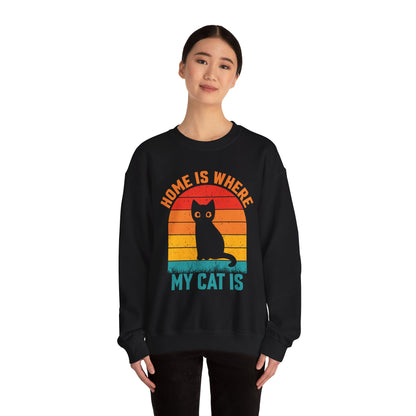 Home is where my cat is vintage Crewneck Sweatshirt