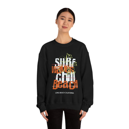 Surf Waves Chill Beach Crewneck Sweatshirt