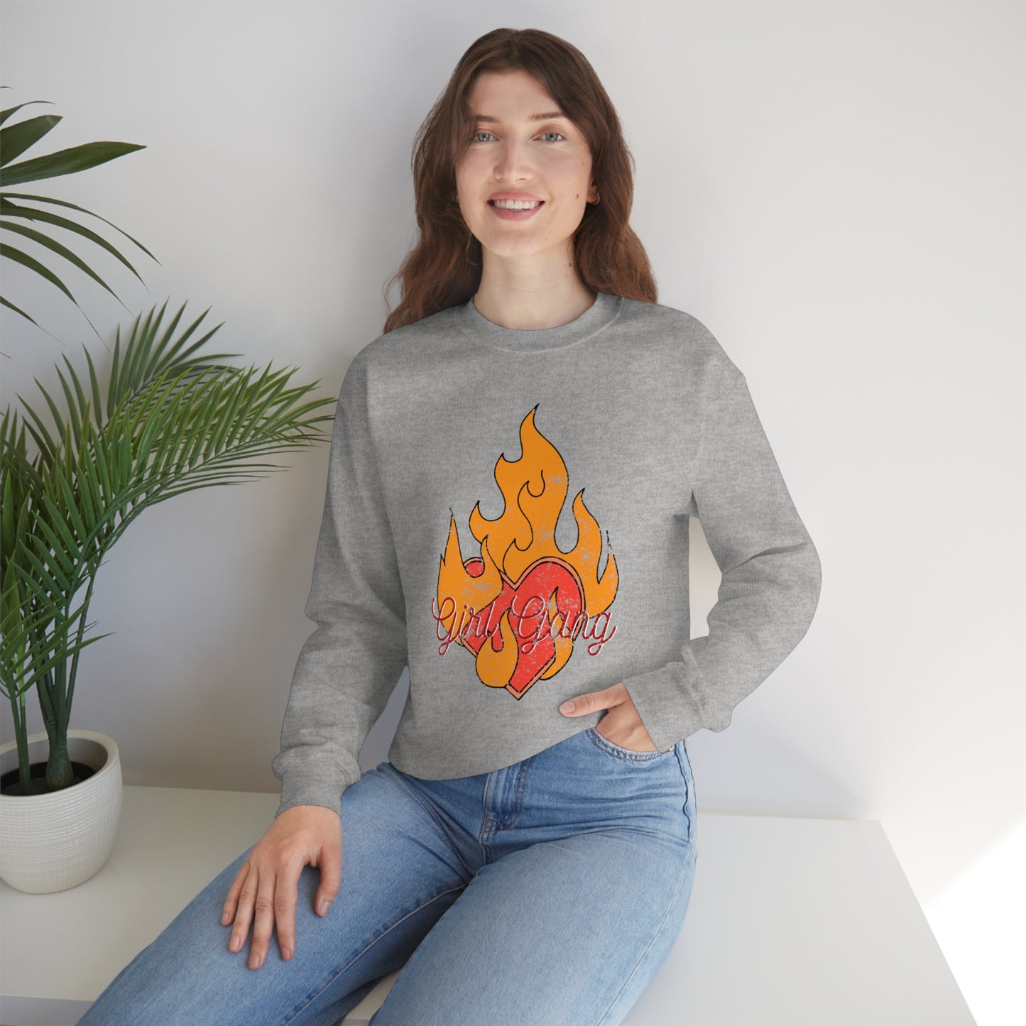 Girl Gang on Fire Crewneck Sweatshirt